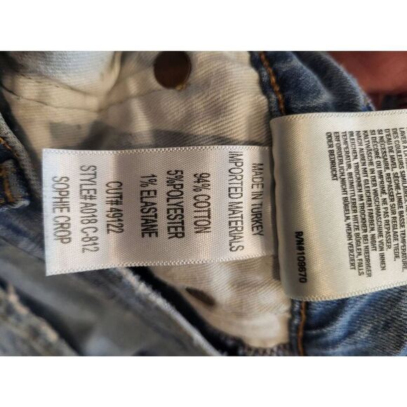 Agolde Jeans Women's 26 Blue Sophie Skinny Crop Mid Rise Distressed Ankle - Picture 4 of 5